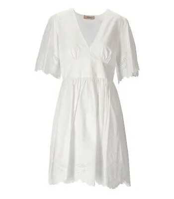 Белое платье Twinset с вышивкой Sangallo для женщин
