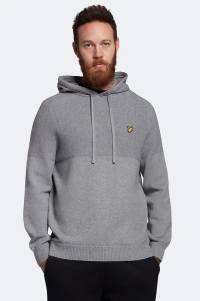 Серое вязаное худи с декоративной строчкой Lyle & Scott, серый