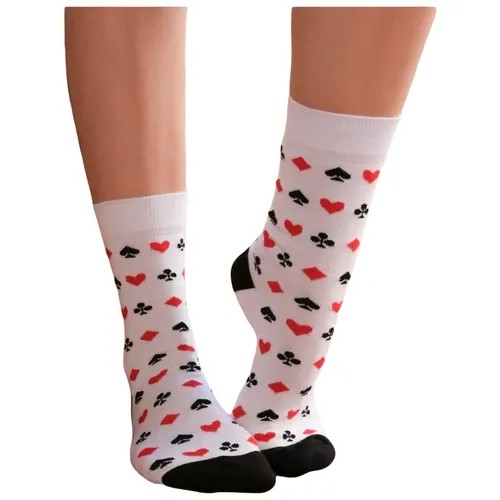 Женские носки с принтом LAMBONIKA Картики, цвет: белый,красный, размер: 38-40