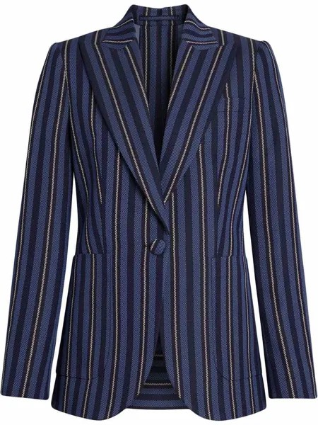 BURBERRY Темно-синий пиджак в полоску QUEENSPARK из смесовой шерсти 2 XS 36