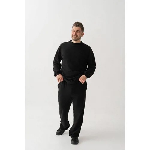 Костюм JAM, свитшот и брюки, повседневный стиль, свободный силуэт, пояс на резинке, карманы, размер M, черный