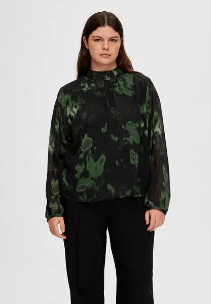 Блузка Selected Femme ПРИНТ, черный