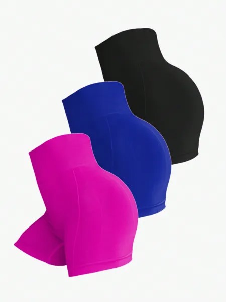 Базовые однотонные спортивные шорты узкого кроя с широким поясом для йоги, многоцветный