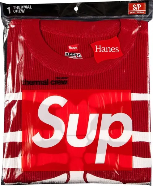 Толстовка Supreme x Hanes Bones Thermal Crew (1 Pack) 'Red', красный