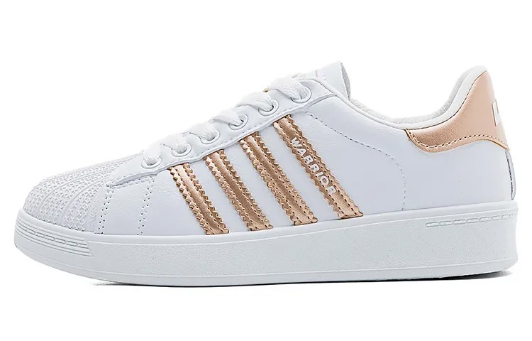 Кроссовки WARRIOR Skateboarding Shoes Unisex Low-top White/Gold, белый/золотой