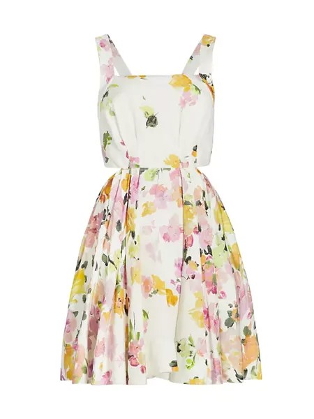 Льняное мини-платье Clara с цветочным принтом Aje, цвет scattered floral