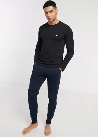 Черный лонгслив в стиле casual с логотипом Emporio Armani-Белый