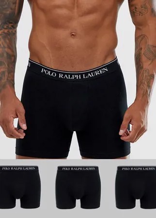 Черные удлиненные боксеры-брифы Polo Ralph Lauren - Набор из 3 пар со скидкой-Черный