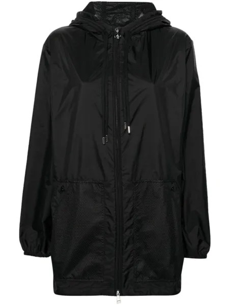 Moncler куртка с капюшоном и сетчатыми вставками, черный