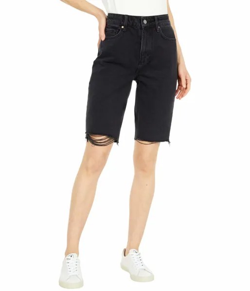 Шорты Paige, Robbie High-Rise Shorts w/ Caballo Raw Hem in Black Meadow Stringy Hem