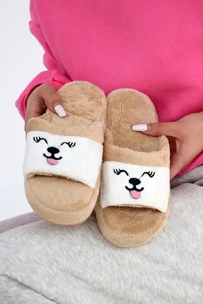 Женские домашние тапочки Cute Cat на удобной подошве 999-15-22 Pembe Potin, бежевый