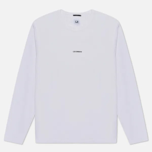 Мужской лонгслив C.P. Company 70/2 Mercerized Jersey Twisted Logo белый, Размер S