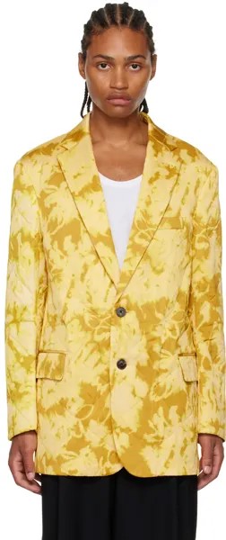 Желтый грубый пиджак Dries Van Noten