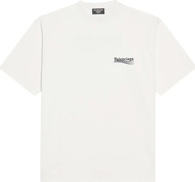 Футболка Balenciaga Political Campaign Large Fit T-Shirt 'Dirty White/Blk/Blue', серый