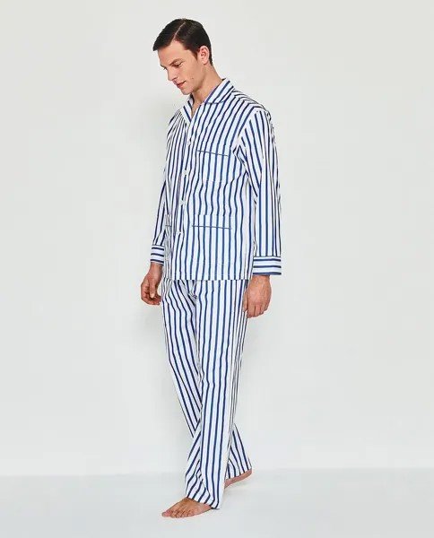 Длинная полосатая мужская пижама Mirto, темно-синий