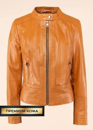 Кожаная куртка женская Каляев 1593830 оранжевая 50