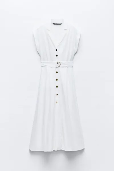 Платье-рубашка Zara With Belt, белый