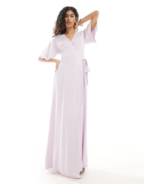 Сиреневое платье макси с запахом Maids to Measure Bridesmaid