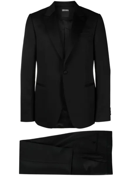 Zegna костюм-двойка с однобортным пиджаком, черный