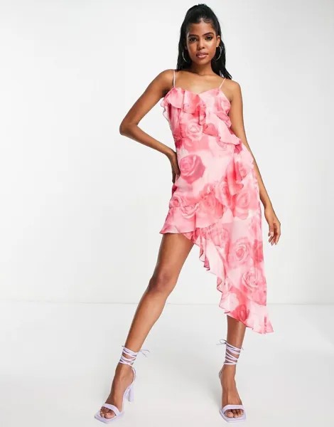 Шифоновое платье мини с асимметричным подолом Miss Selfridge