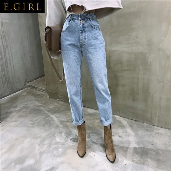Винтажные Корейские осенние женские джинсы 2021, уличная одежда, женские джинсы с напуском, джинсы из денима с высокой талией, хлопковые брюки-карандаш, джинсы для мам, женские брюки