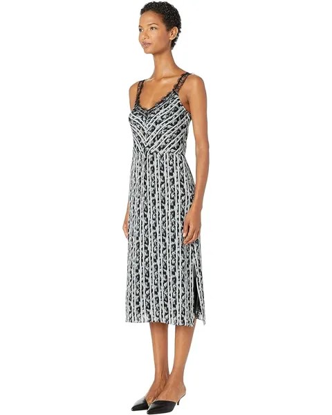 Платье Jason Wu Ikate Floral Stripe Dress, черный мульти