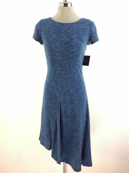 Ellen Tracy NWT Голубое платье-свитер с расклешенным подолом и асимметричным подолом, размер 4
