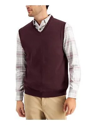 CLUBROOM Мужской бордовый свитер с V-образным вырезом классического кроя из хлопковой смеси, жилет XL