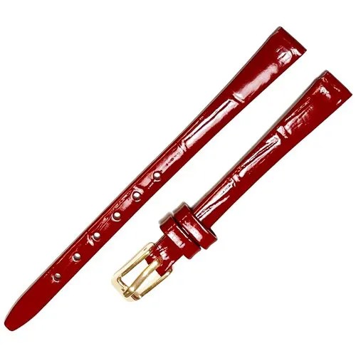 Ремешок 0803-02-6-2 Kroko ЛАК Бордовый красный кожаный ремень 8 мм лаковый для часов наручных из кожи натуральной лакированный