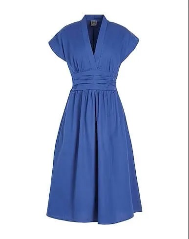 Хлопковое платье миди с V-образным вырезом 8 by YOOX, синий