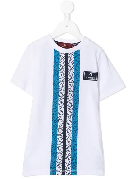 Aigner Kids футболка с контрастными полосками и монограммой