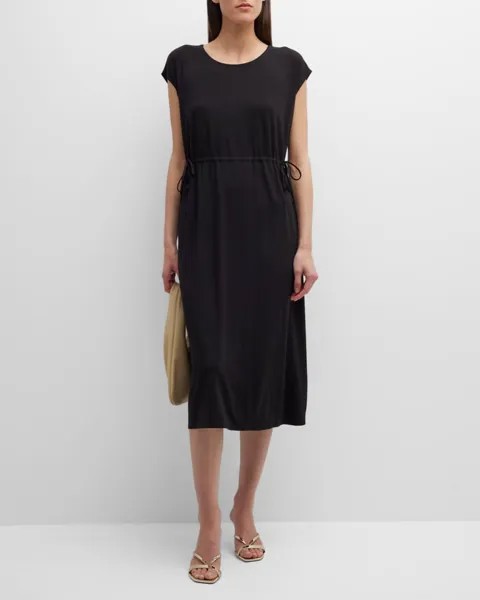 Платье миди из джерси с короткими рукавами и кулиской Eileen Fisher