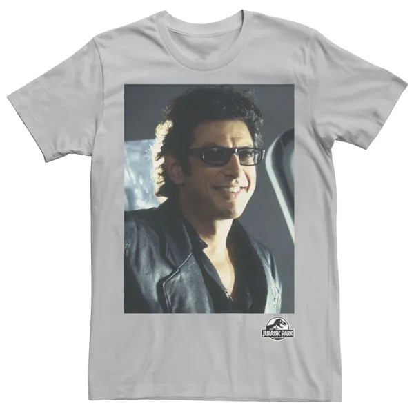 Мужская футболка с рисунком Парк Юрского периода Goldblum Sly Smile Licensed Character, серебристый