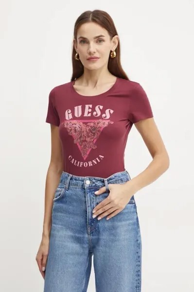 Футболка Guess, бордовый
