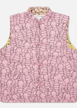 Мужской жилет Comme des Garcons SHIRT x KAWS Print B/F, цвет розовый, размер L