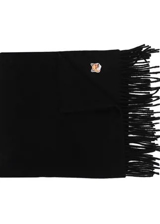 Maison Kitsuné шарф с вышитым логотипом и бахромой