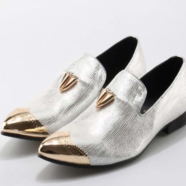 2019 искусственная кожа, каблук с шипами, свадебные туфли, золотые, серебряные мужские роскошные лоферы, блестящие туфли-броги, Италия