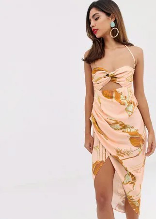 Платье миди с принтом и ремешками на спине ASOS EDITION-Многоцветный