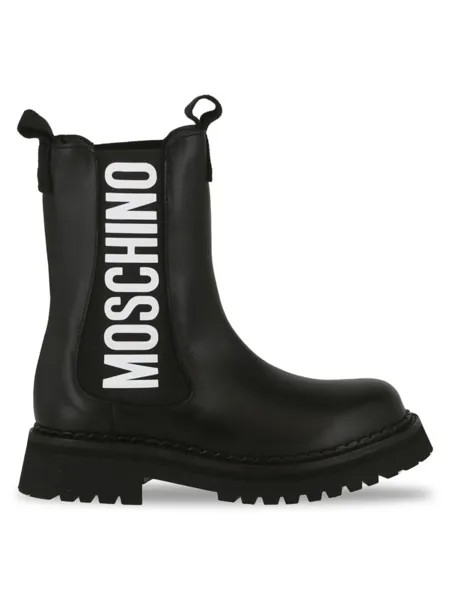 Кожаные ботильоны с логотипом Moschino, черный