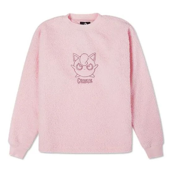 Толстовка Converse x POKEMON Crossover Cartoon Embroidered Suede Round Neck Pullover Pink, розовый