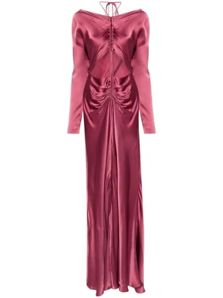 Alberta Ferretti атласное платье миди с вырезами, розовый