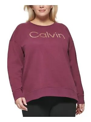 Женский флисовый свитшот с графическим логотипом бордового цвета CALVIN KLEIN Plus 2X
