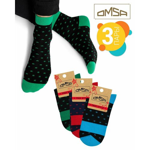 Носки Omsa, 3 пары, 3 уп., размер 45-47, мультиколор
