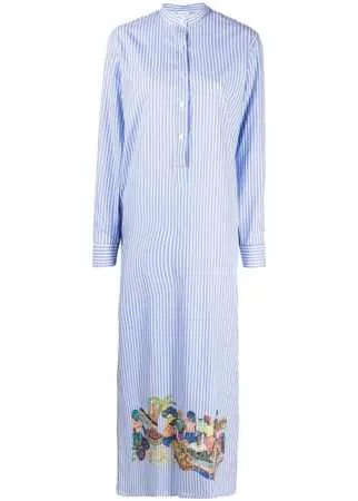Stella Jean полосатое платье-рубашка с воротником-стойкой