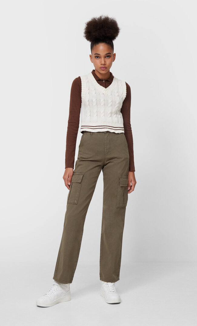 Stradivarius Жилет С Узором «Косы» Multicolor S