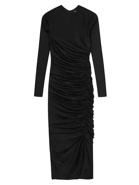 Платье миди из джерси со сборками Versace, черный