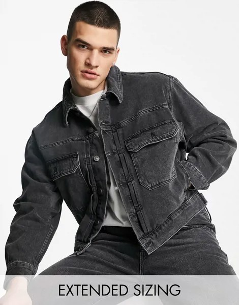 Черная выбеленная джинсовая куртка в стиле 90-х ASOS DESIGN-Черный цвет