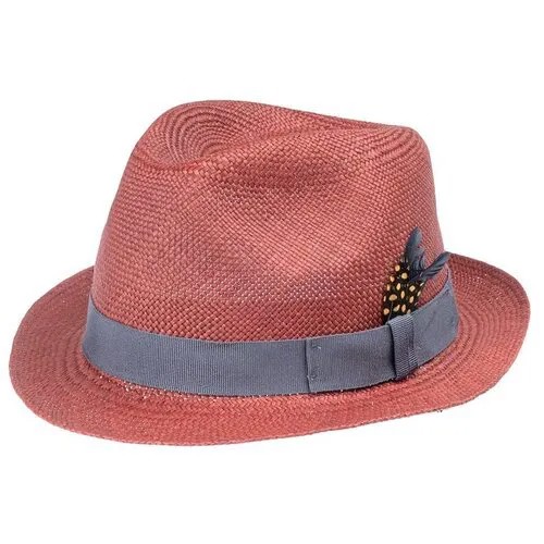 Шляпа трилби Christys, солома, размер 57, красный, бордовый