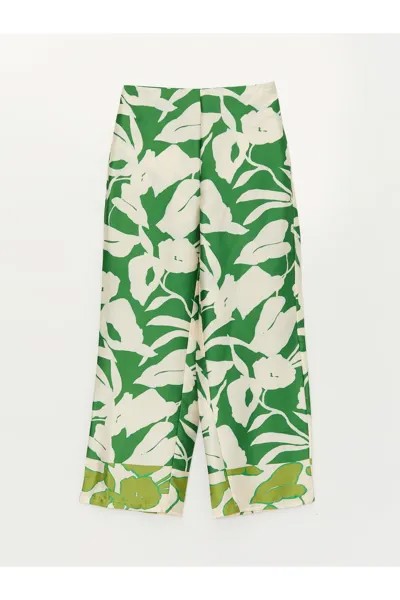 Удобные широкие женские брюки с рисунком LC Waikiki, зеленый
