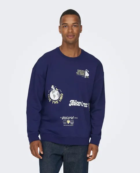 Базовая мужская толстовка Snoopy Only & Sons, синий